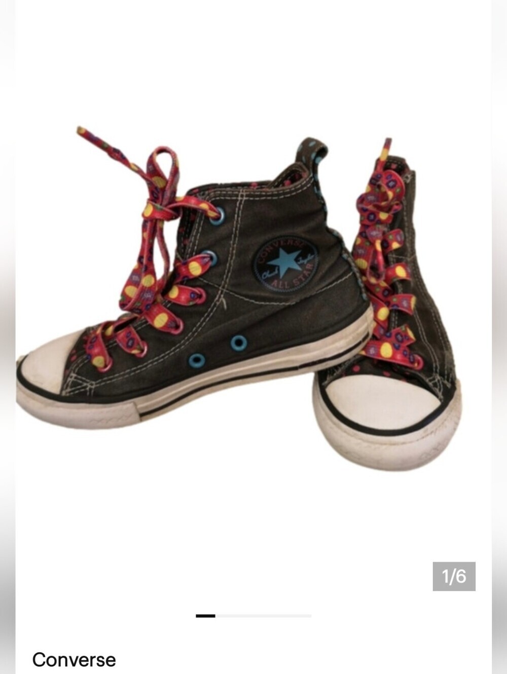 CONVERSE All Star Skate high top sneakers.Junior sz1 Black/grey&dots Sid…